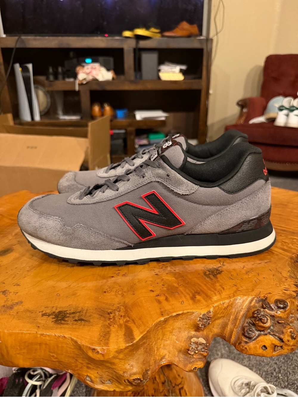 New Balance 515 Castlerock Grey Red Sneaker ML515NBD Men's 13 /Women's Size 14.5